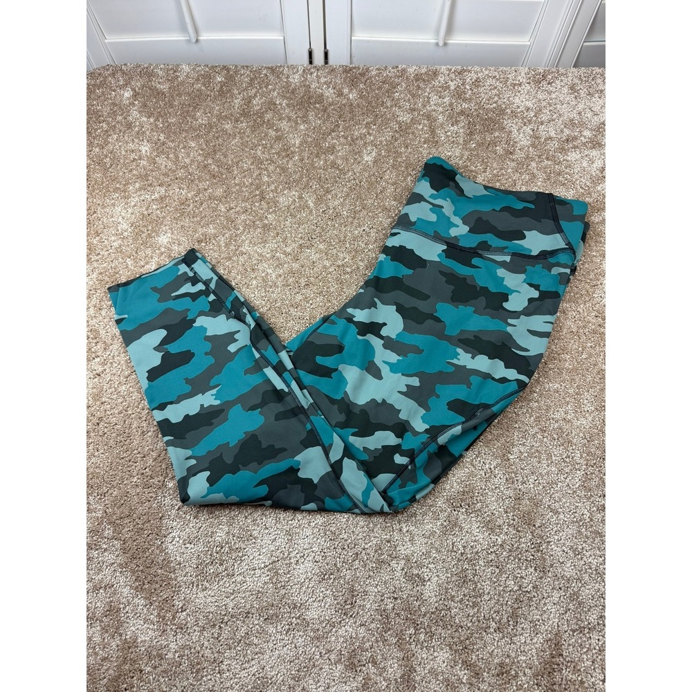Lululemon Heritage Camo Teal Blue High Rise Leggings Size 20 Activewear Tights